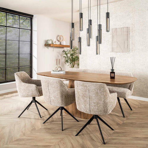 Giga Meubel Eettafel Wave - Naturel Hout - 215x105x77cm