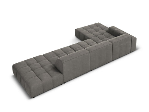 Cosmopolitan Design linker hoekbank Chicago 5-zits, flueel lichtgrijs - 167x348x78cm