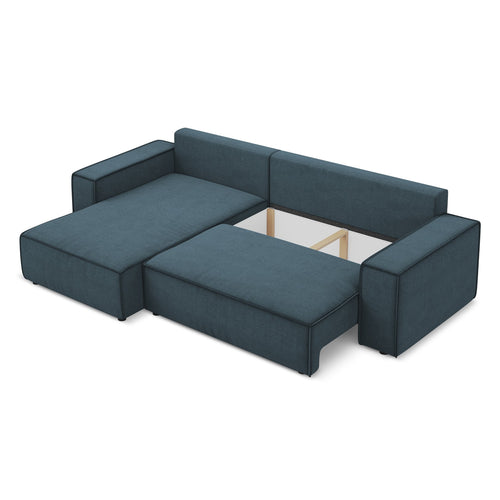 LaMiaSofa hoekbank links Livorno - textuurstof - jeans - 290x185x82