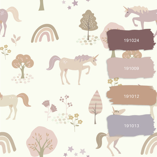 ESTAhome behang unicorns beige en zacht roze - 53 cm x 10.05 m - 139503