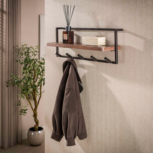 Giga Meubel Kapstok Air Solid - Bruin Hout - 6 Haken - 85x25x32cm