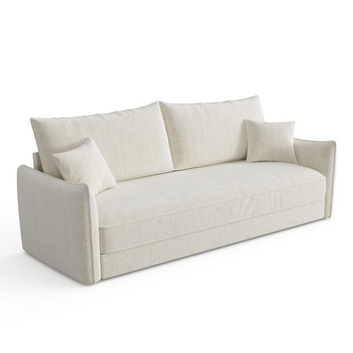Sia Home - Slaapbank PLUME - getextureerd fluweel crème 213.5cm