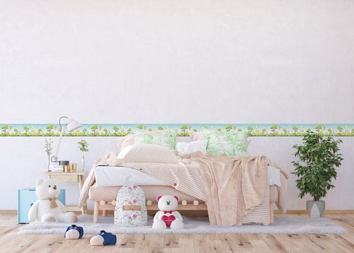 Sanders & Sanders zelfklevende behangrand bos met bosdieren groen - 500 x 13.8 cm - 601317