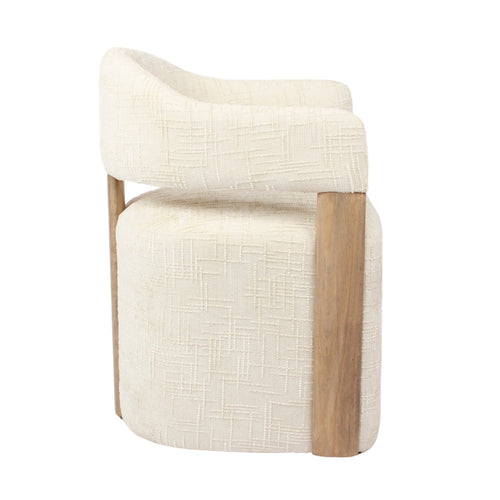 DÉJA Living Eetkamerstoel Niva - Beige/Walnoot Stof - Met Wielen - Set van 2