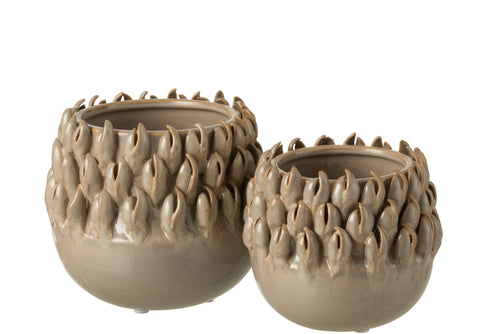 J-Line bloempot Ibiza - keramiek - grijs - large - Ø 15.5 cm - vtwonen shop