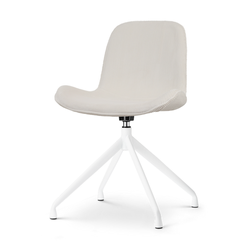 Nolon Nola-Fé Eetkamerstoel Rib Crème - Draaibaar Wit Onderstel - vtwonen shop