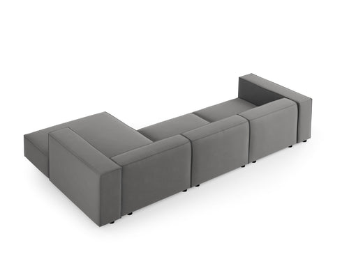 Cosmopolitan Design rechter hoekbank Arendal 4-zits, flueel, cement - 166x284x70cm