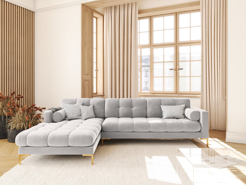 Cosmopolitan Design linker hoekbank Bali 5-zits, flueel, geld - 185x293x75cm