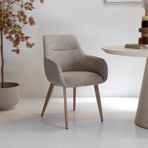 DÉJA Living Eetkamerstoel Noé - Taupe/Naturel - Zithoogte 47cm - Set van 2 - vtwonen shop