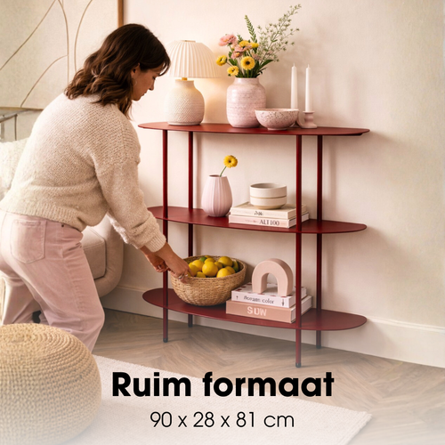 Mica Decorations Wandrek – Opbergrek en Metalen Wandrek voor Decoratie Woonkamer – Geschikt voor Planten en Accessoires – Stevig Rek van IJzer – 90 x