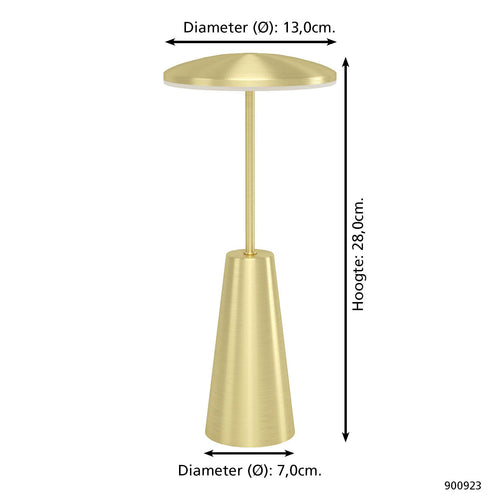 EGLO tafellamp Piccola - draadloos - 28 cm - goud - vtwonen shop