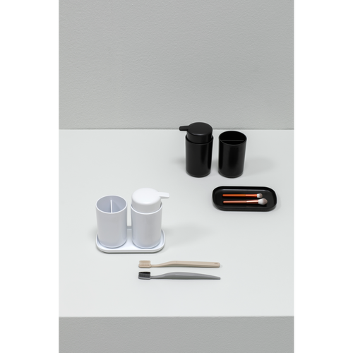 Brabantia ReNew Badkameraccessoire-set, zeepdispenser, tandenborstelhouder en schaal - Dark Grey