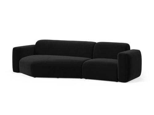 Cosmopolitan Design Modulaire hoekbank links Strino 3-zits, flueel zwart - 136x308x78cm