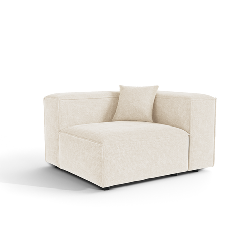 Sia Home - RECHTE HOEKMODULE CUBI - Chenille fluweel - Crème - 121cm