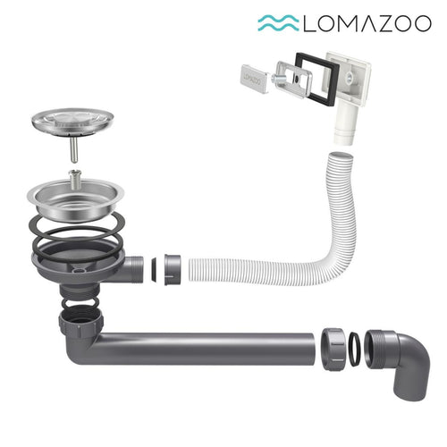 LOMAZOO spoelbak Fallon - met kraangat - RVS - gun metal - 45 x 45 cm