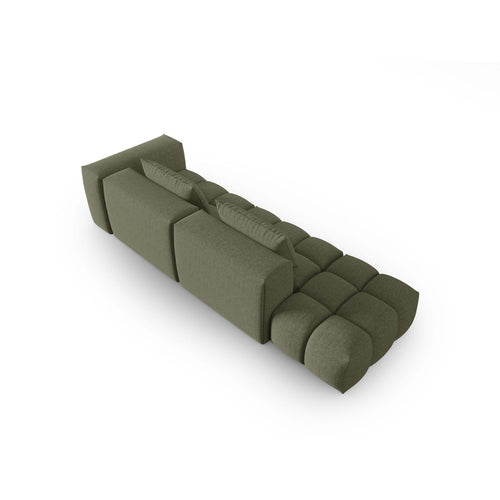 Cosmopolitan Design - Linker modulaire bank Verona 4-zits, structurele stof donker olijfgroen - 85x265x70cm