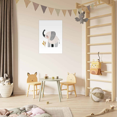 Artfulprints Poster Lieve olifant in aquarel   - 70x100 cm - Grijs