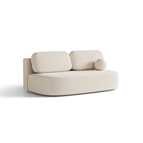 Cosmopolitan Design - Slaapbank met opbergdoos Sophia 3-zits, structurele stof lichtbeige - 110x202x89cm