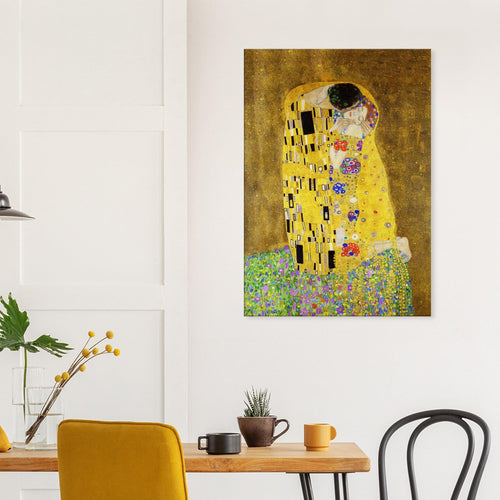 Artfulprints Canvas Gustav Klimt - The kiss canvas - 40x60 cm - Geel