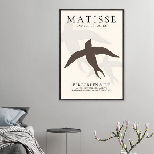 Artfulprints Poster Matisse - Birds silhouettes   - 30x40 cm - Bruin