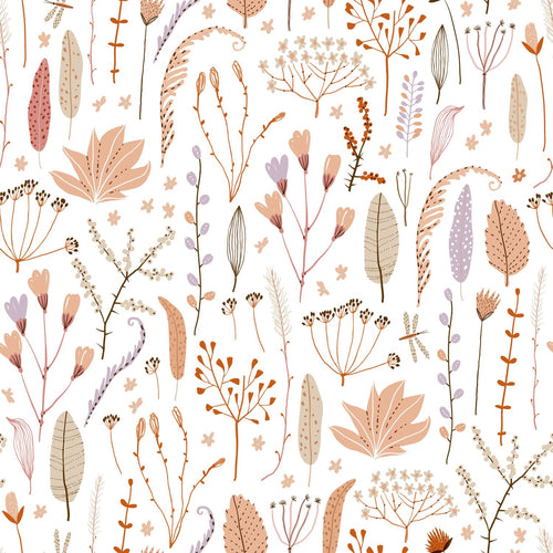 ESTAhome behang veldbloemen terracotta, paars, beige en wit - 50 x 900 cm - 131162 - vtwonen shop