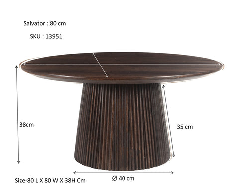 Livingfurn salontafel Salvator - 80cm - mangohout - bruin