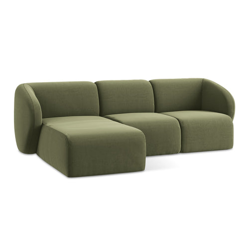LaMiaSofa hoekbank links Cervo - velours - olijf - 248x166x80