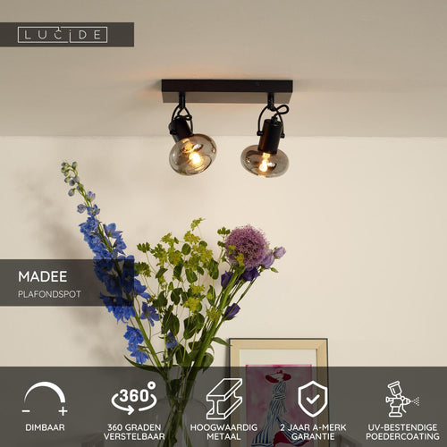 Lucide plafondspot MADEE - 2xE14 - Zwart