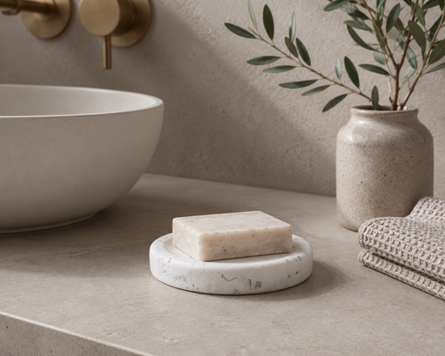 S|P Collection - Zeepschaal 11,5xH2cm marble white Suds