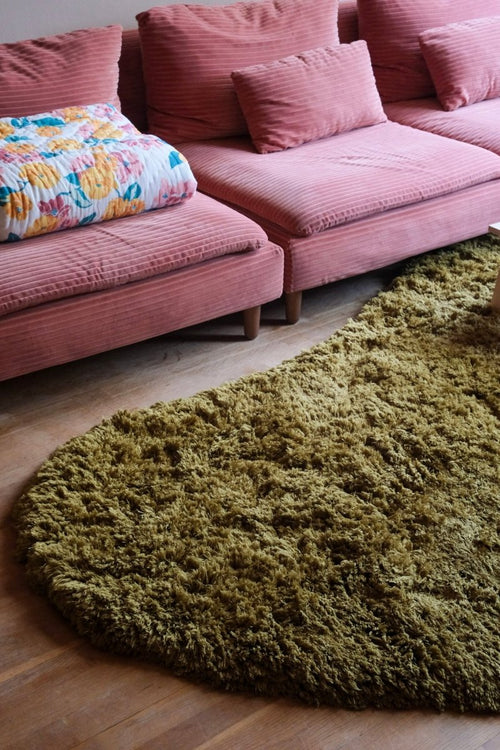 Interieur05 vloerkleed Pilo - hoogpolig - olijfgroen - 160 x 230 cm