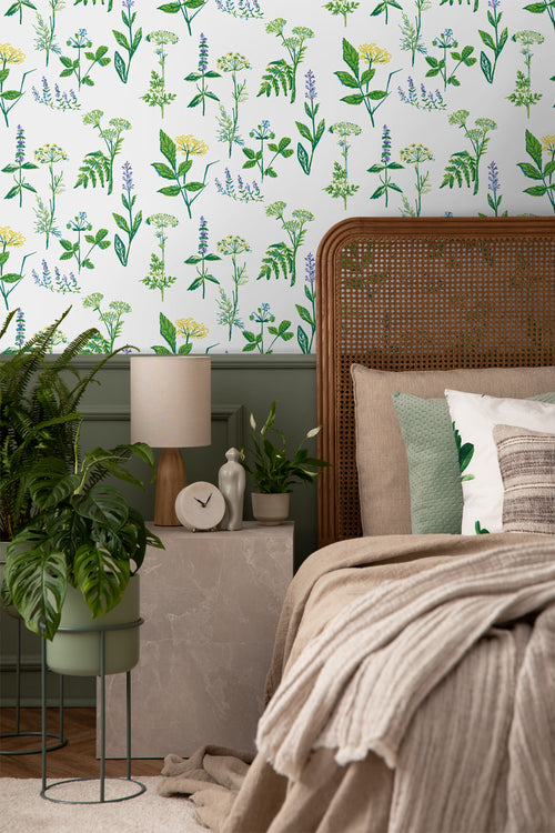 Borastapeter behang veldbloemen groen - 53 cm x 10.05 m - 660718