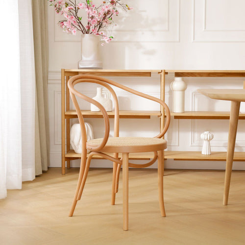 Fameg Venice No. 9 Eetkamerstoel Naturel - Armleuning - Rotan Zitting - vtwonen shop