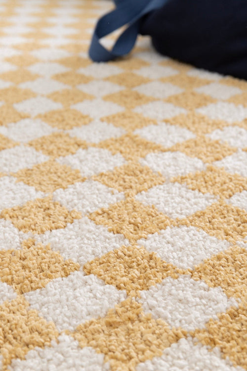 AFK Living vloerkleed Checkers - zeer zacht - geel - 080x150 cm
