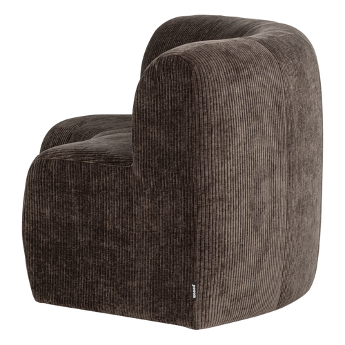 WOOOD eetbank halfronde hoek rugleuning Mojo Base - Rib - Bruin - 83x152x76