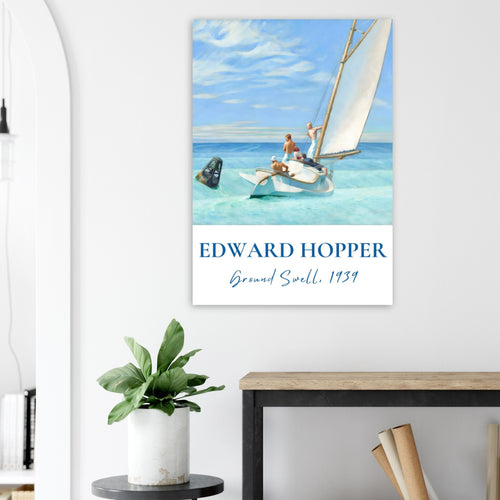Artfulprints Poster Edward Hopper - Ground swell   - A4 21x29.7 cm - Blauw