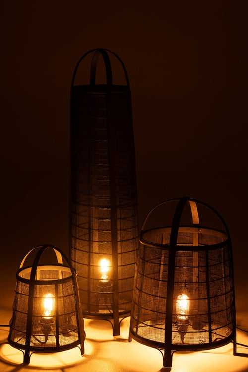 J-Line lamp Don - katoen/bamboe - zwart