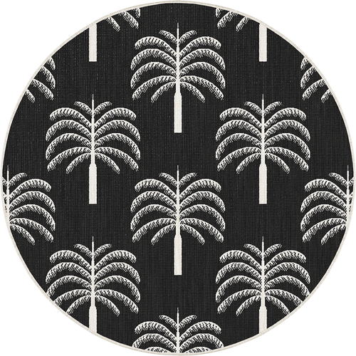 Rond buitenkleed Oase zwart/wit - Interieur05 - 240 x 240 cm