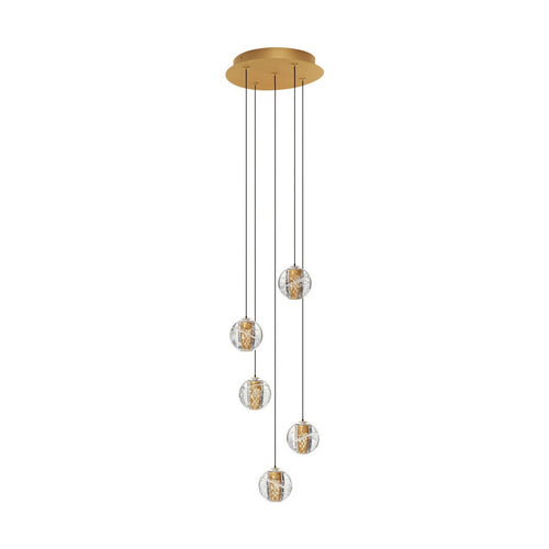 Nova Luce LICIO Hanglamp met clusterfunctie, goudkleurig, Triac dimbaar, LED 16W 832lm 3000K