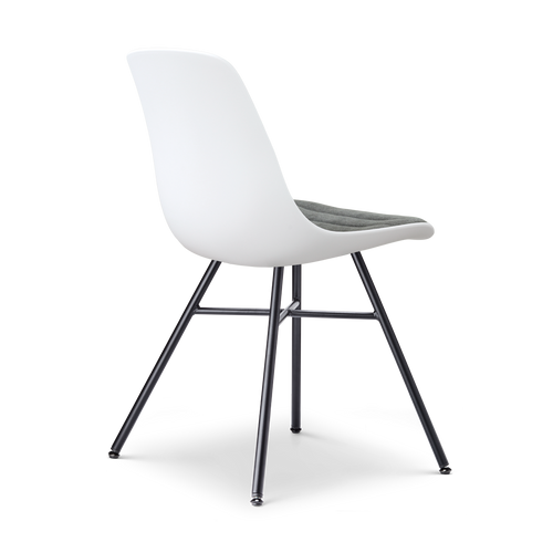 Nolon Noa-Liv eetkamerstoel wit met zeegrijs zitkussen - zwart onderstel
