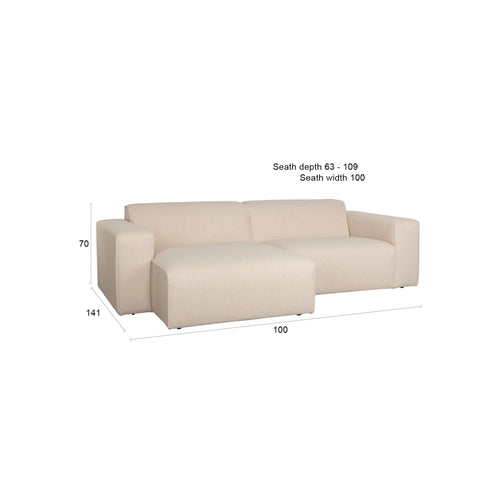 Zuiver Sofa Milka 3-zitsbank Chaise longue Links Zand - Crème - vtwonen shop