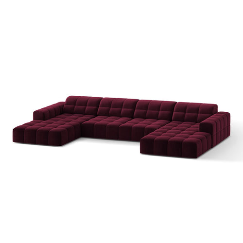 Cosmopolitan Design - Panoramische bank Chicago 6-zits, flueel bordeaux - 167x375x78cm