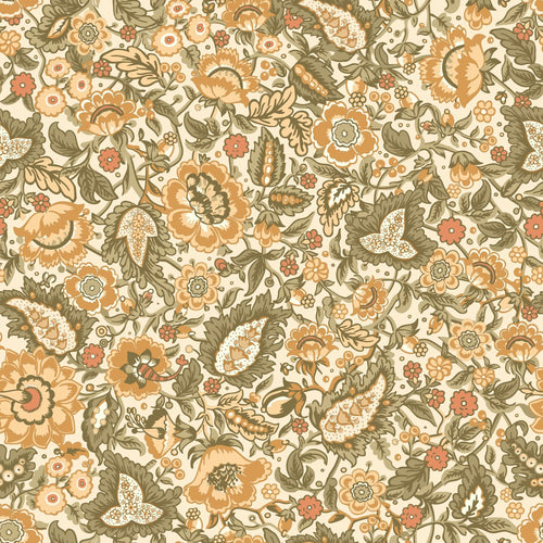 ESTAhome behang vintage bloemen geel en groen - 50 x 900 cm - 131493