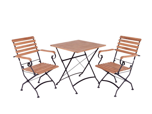 MaximaVida inklapbare vierkante acacia bistro set Toscana 70 cm zwart - stoelen met armleuning - vtwonen shop