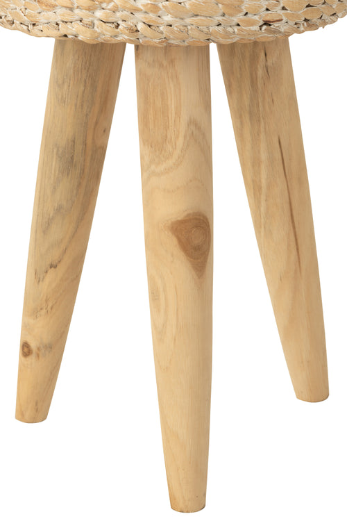 J-Line kruk Rond - hout/waterhyacint - naturel - vtwonen shop