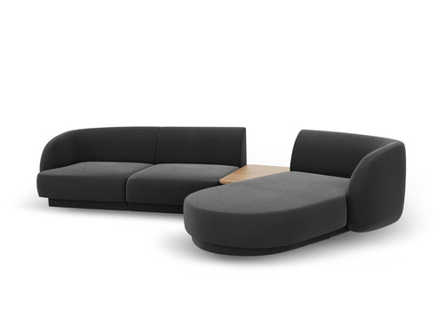 Micadoni Rechte modulaire bank Miley 3-zits, flueel, grijs - 178x303x70cm
