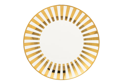 J-Line bord Gestrepen - porselein - goud/wit - large