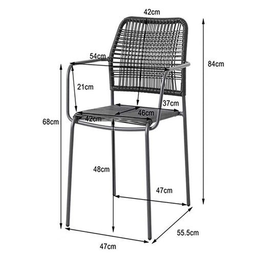 Kare Design Tuinstoel met armleuningen Madagascar antraciet