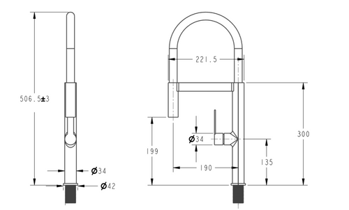 LOMAZOO keukenkraan Alba - met magnetische uitloop - mengkraan - koper