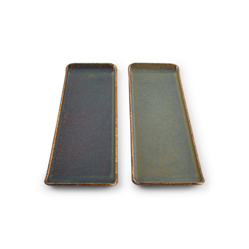 Bonbistro - Serveerschaal 30x9,5cm groen Cirro - Set van 6