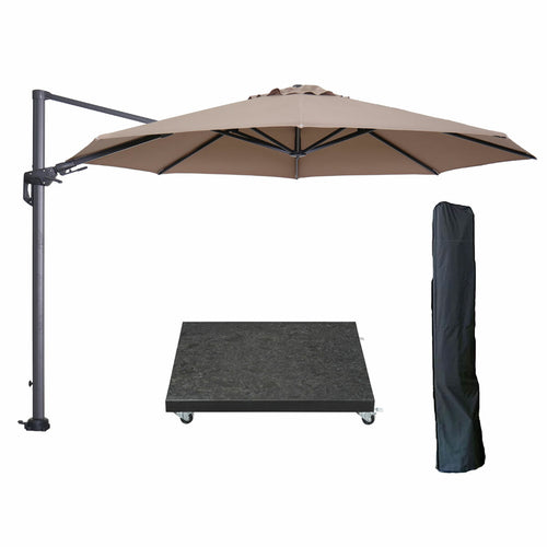 Garden Impressions zweefparasol Hawaii taupe 350x350 cm + 90 kg voet en hoes - vtwonen shop
